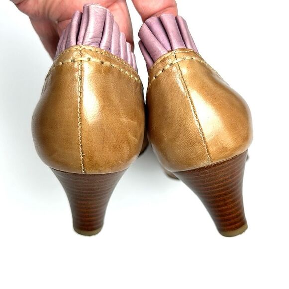 Everybody by EZ Moda Leather Tan with Lavender Accents Pumps Heels 38 US 7,5 - Picture 12 of 16